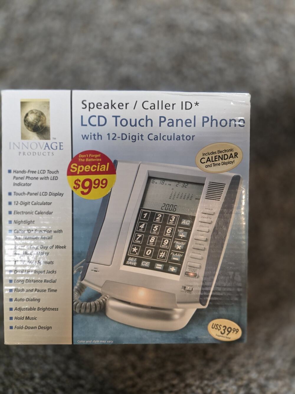 Innovage LCD Touch Panel Phone 2005 Speaker Caller ID Light Landline Open Box